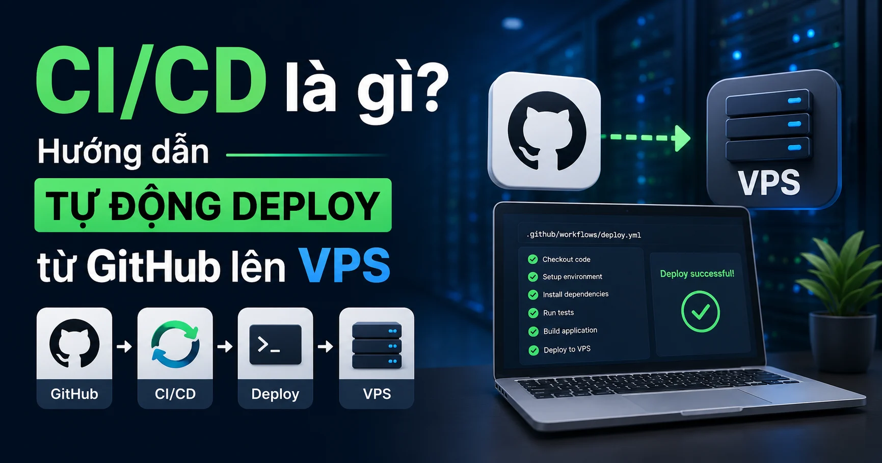 CI CD la gi Tu dong deploy tu GitHub len VPS