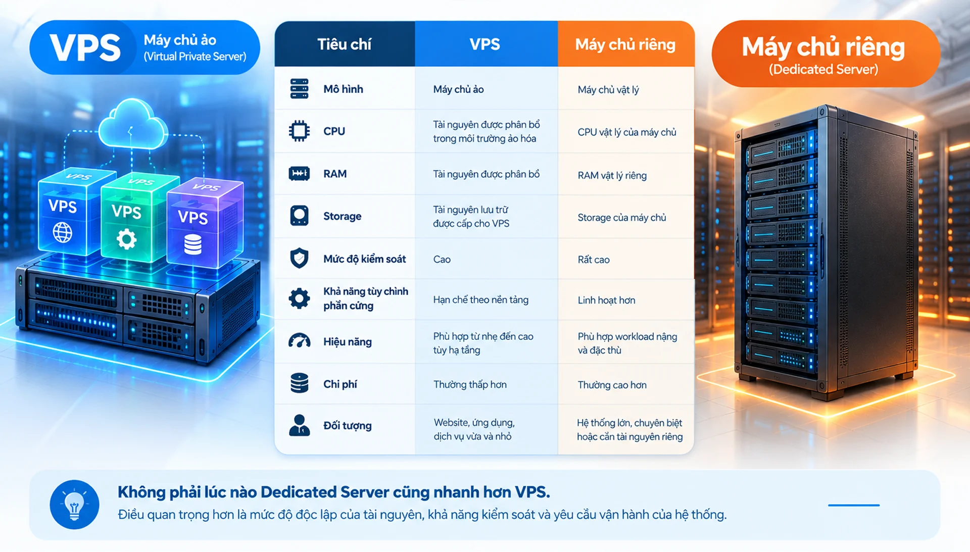 Máy chủ riêng khác VPS như thế nào?