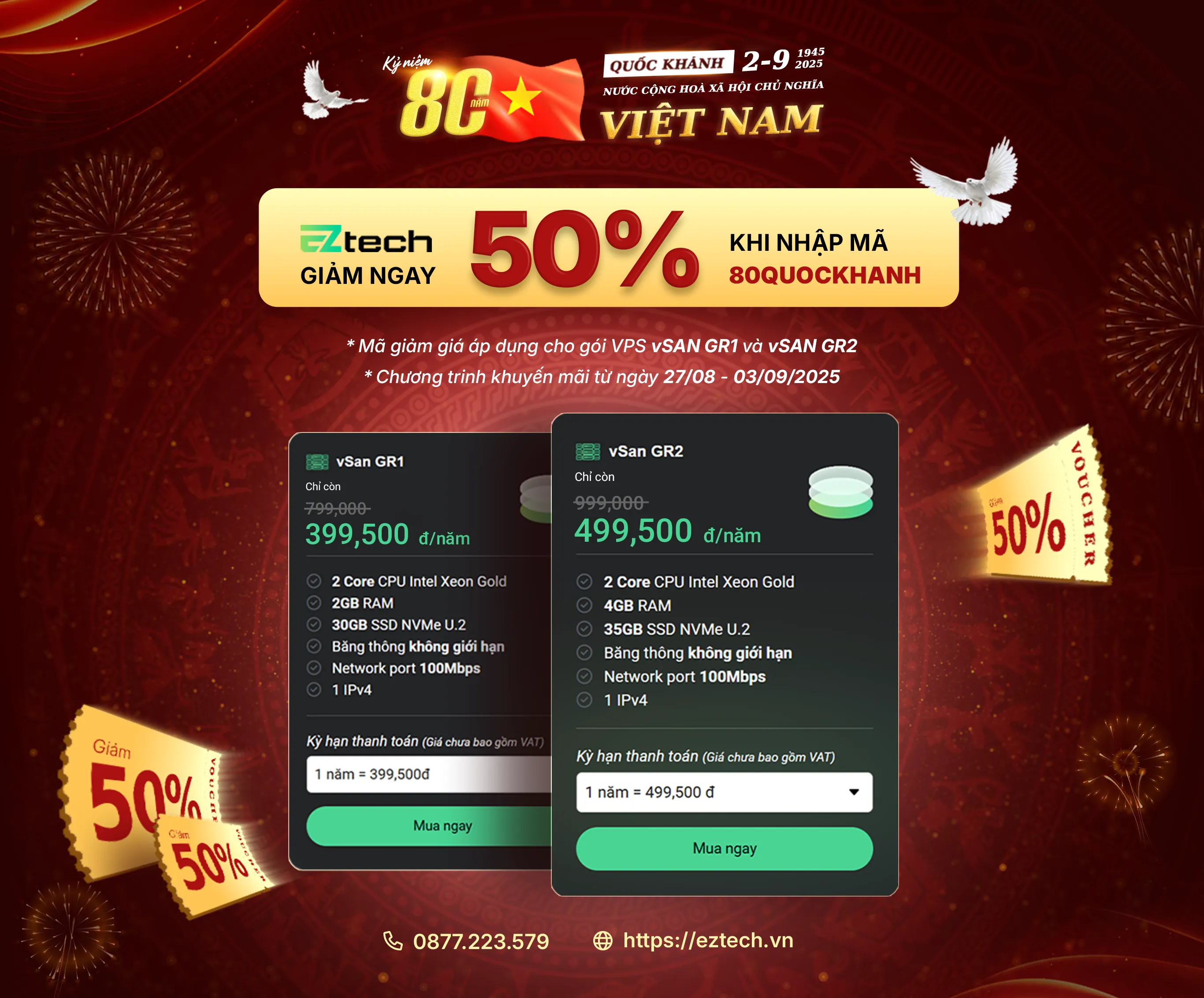 Giảm giá 50% VPS EZtech mừng 80 năm Quốc khánh 2/9 4 Giảm giá 50% VPS EZtech mừng 80 năm Quốc khánh 2/9