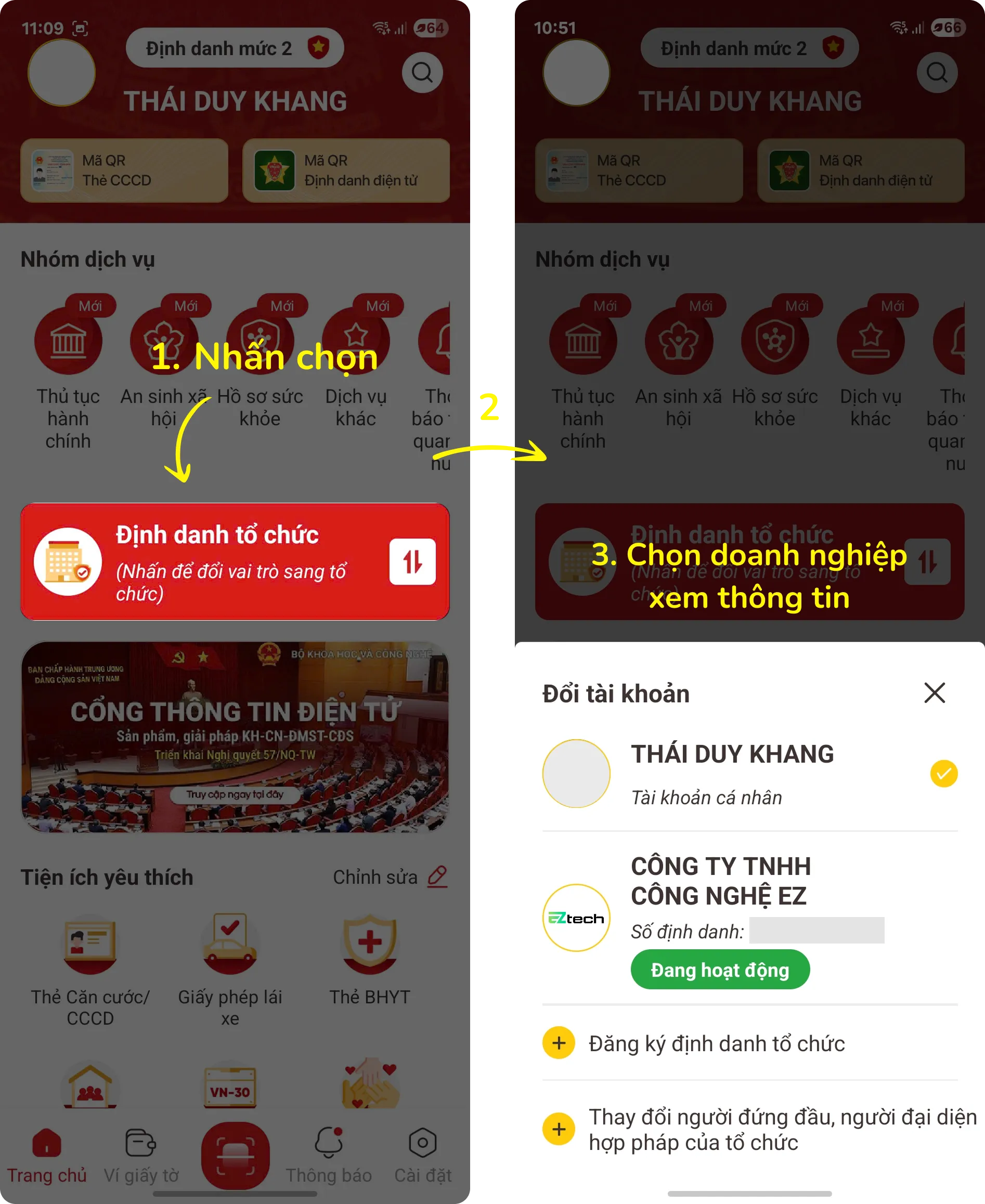 Tra cứu địa chỉ mới doanh nghiệp trên ứng dụng VNeID